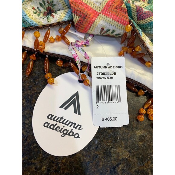 Autumn Adeigbo Beaded Woven Diamond Soraya Top NWT Size 2 - Picture 5 of 12